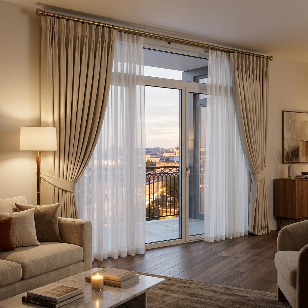 Luxurious pinch-pleat curtains
