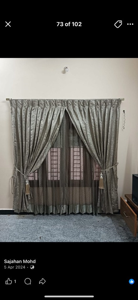 Classic grey curtains with decorative tassels