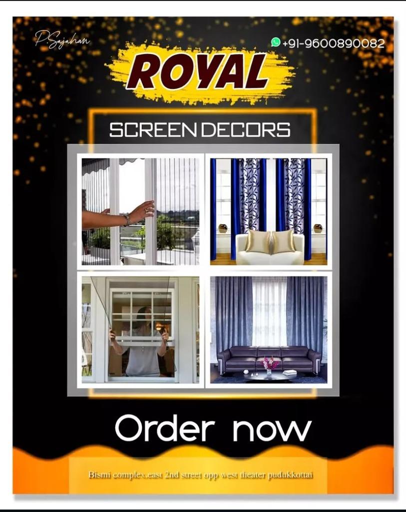 Royal Screen and Mosquito Nets store announcement flyer
