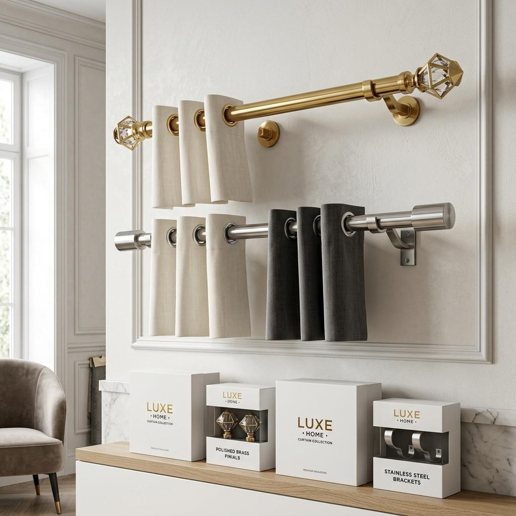 Elegant curtain rods and hardware accessories