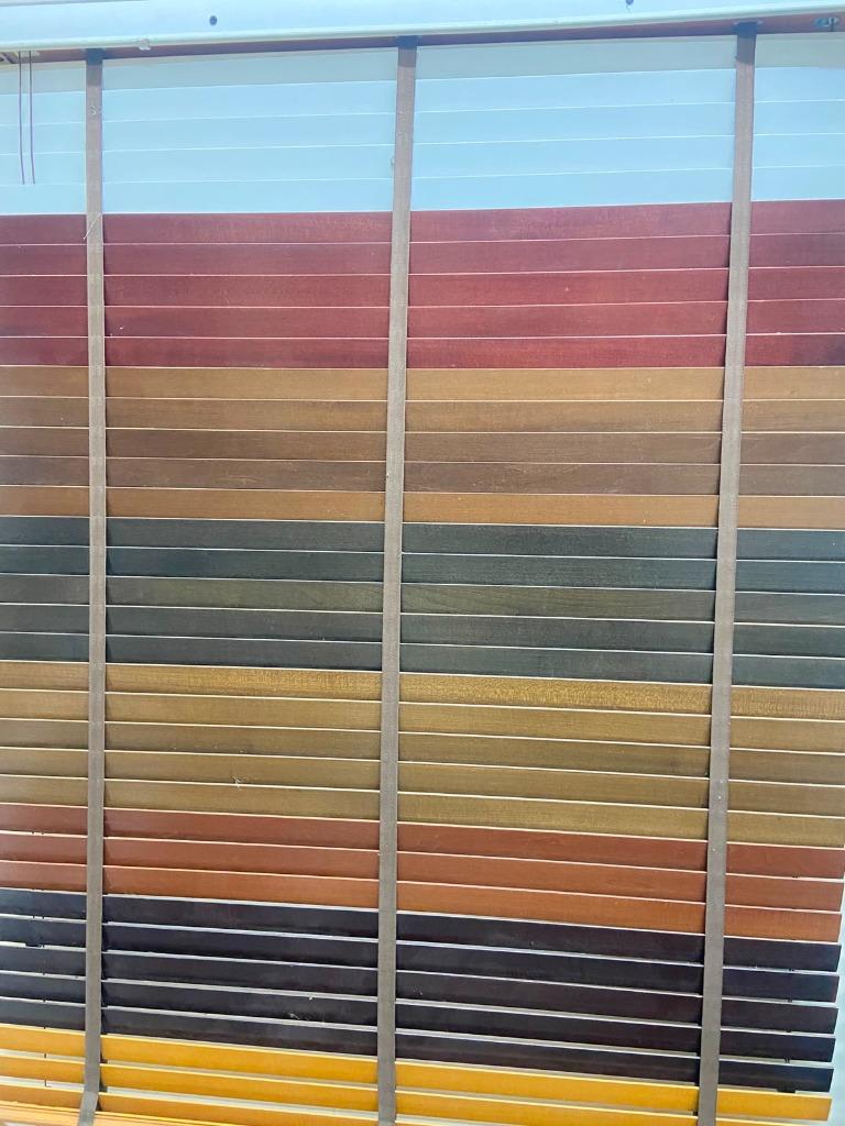 Multi-color wooden blinds display sample