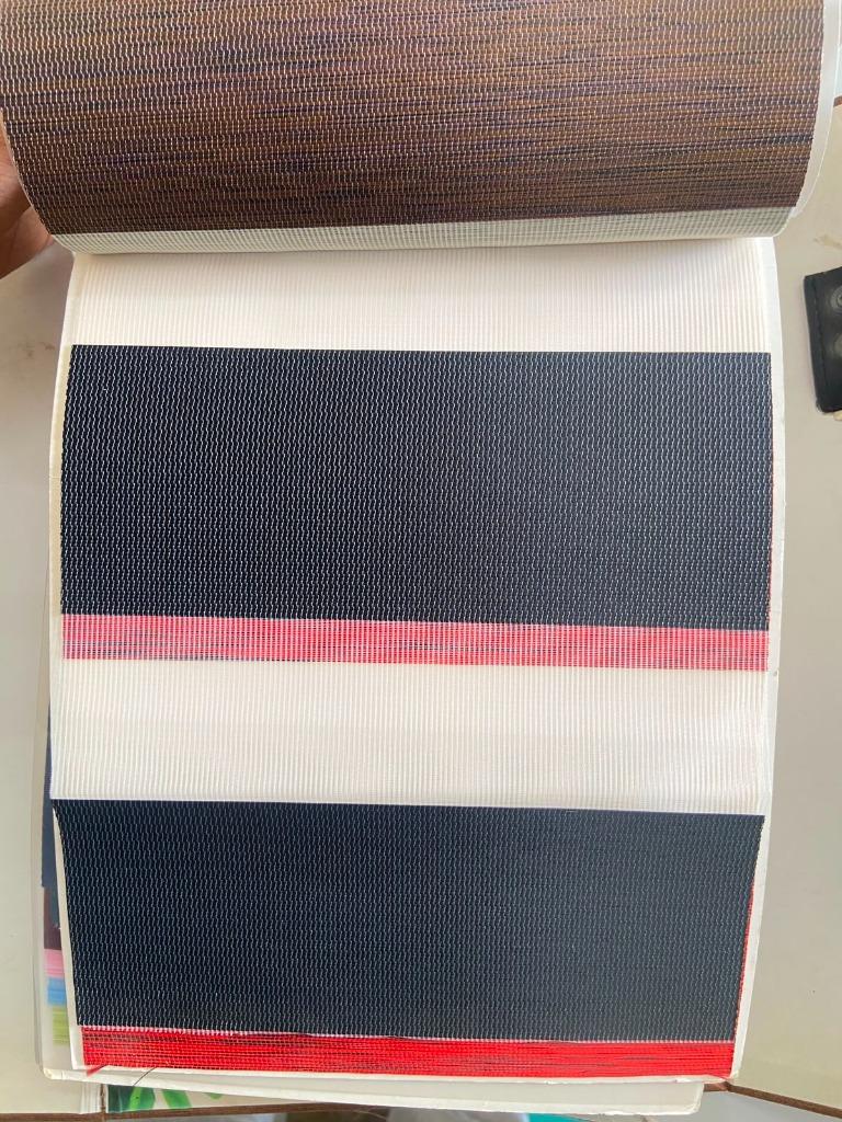 Zebra blinds swatch navy red-accent